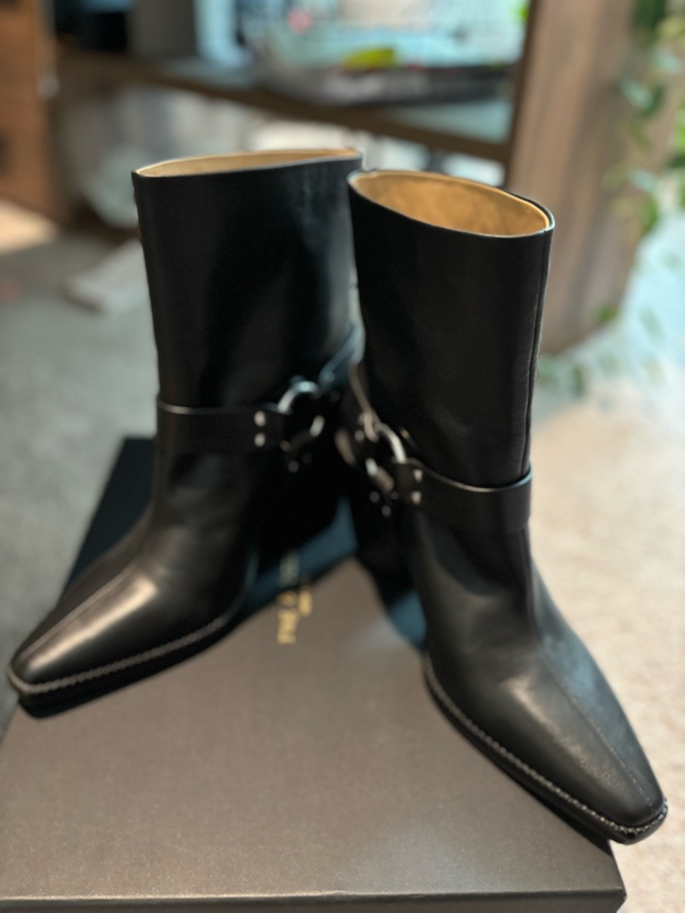 Rag & Bone - "RIO"  Black Leather Ring Harness Ankle Boots— Gorgeous - Picture 5 of 7